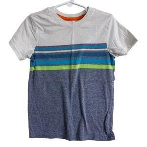 Cat & Jack White Blue & Green Striped T Shirt Size 4T
